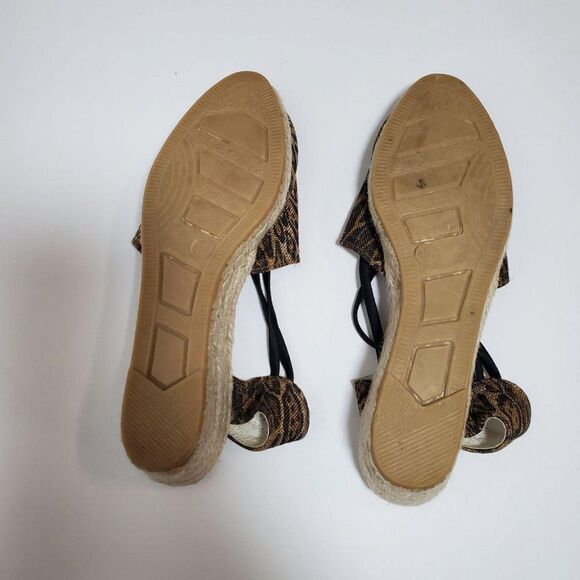 Chico's Janice Canvas Leopard Cheetah Print Slingback Espadrille Wedge Sandals - Picture 8 of 10